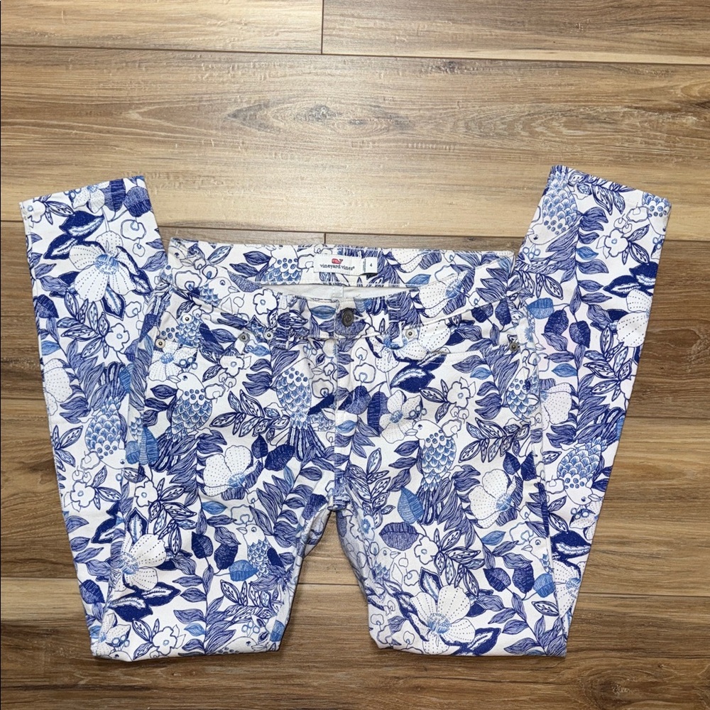 Vineyard Vines Blue and White Floral Skinny Jeans